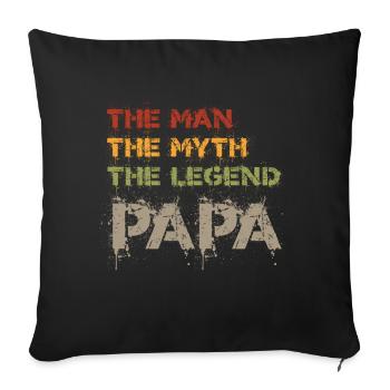 L'homme le mythe le cadeau de fête des pères papa légende - Housse de coussin décorative 45 x 45 cm - noir - Devant