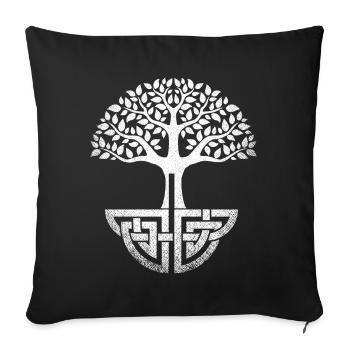 Celtic Tree of Life, Runes Irish Tree Gaelic - Sofa pillowcase 17,3'' x 17,3'' (45 x 45 cm) - black - Front