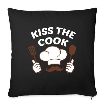 Kiss The Cook Cool Cooking Chef Gift - Housse de coussin décorative 45 x 45 cm - noir - Devant