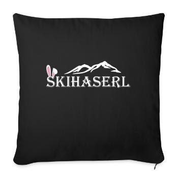 Skihase Skihaserl Apres Ski - Sofakissenbezug 45 x 45 cm - Schwarz - Vorne