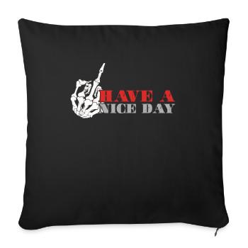 Avoir un cadeau de signe de doigt du milieu squelette de Nice Day - Housse de coussin décorative 45 x 45 cm - noir - Devant
