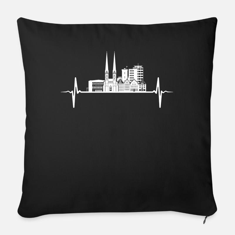 Bielefeld Herzschlag Geschenk Bielefelder Skyline - Sofakissenbezug 45 x 45 cm - Schwarz