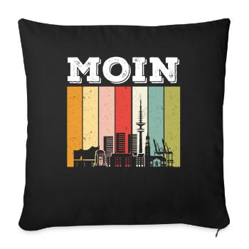 Moin Hamburg Retro Skyline - Sofakissenbezug 45 x 45 cm - Schwarz - Vorne