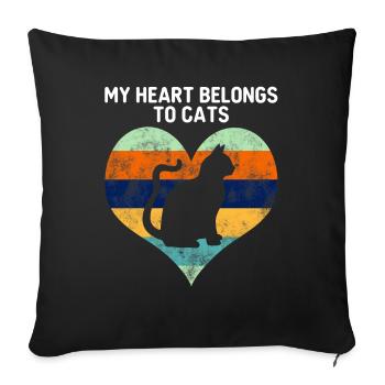 Cat amoureux de chat de la Saint-Valentin - Housse de coussin décorative 45 x 45 cm - noir - Devant