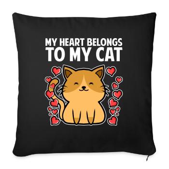 Les amoureux des chats - Housse de coussin décorative 45 x 45 cm - noir - Devant