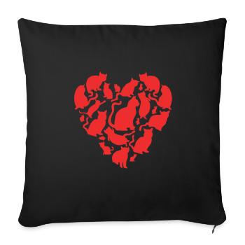 Chat saint valentin amoureux des chats chats dictons - Housse de coussin décorative 45 x 45 cm - noir - Devant