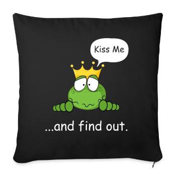 Embrasse-moi et découvre, prince grenouille, grenouille douce - Housse de coussin décorative 45 x 45 cm - noir - Devant