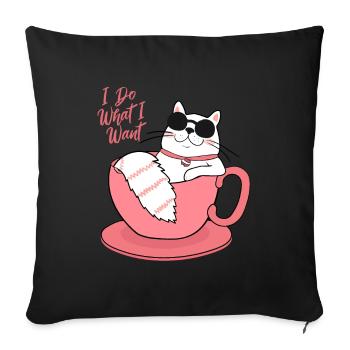 I Do What I Want Funny Cat - Sofa pillowcase 17,3'' x 17,3'' (45 x 45 cm) - black - Front