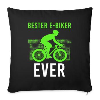 E-Biker E Bike Fahrer - Sofakissenbezug 45 x 45 cm - Schwarz - Vorne