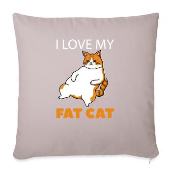 Amant de chat gros chat - Housse de coussin décorative 45 x 45 cm - taupe clair - Devant