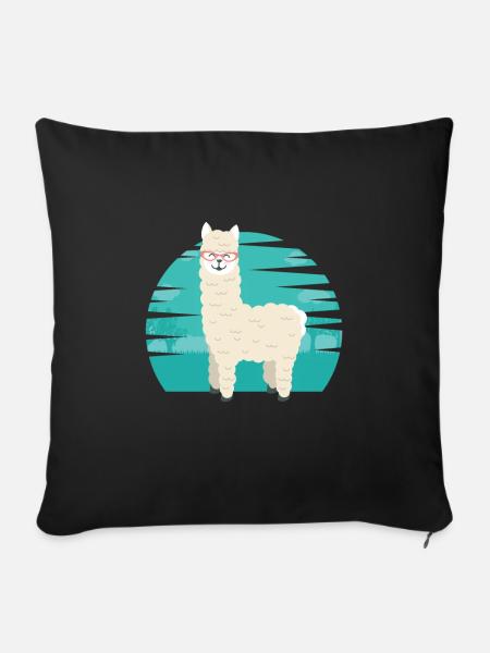 Lustiger Wiederkäuer-Säugetier-Alpaka-Guanaco-Kamel mögen - Sofakissenbezug 45 x 45 cm - Schwarz