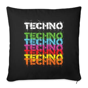 Techno Techno Techno Freak Techno Musique - Housse de coussin décorative 45 x 45 cm - noir - Devant