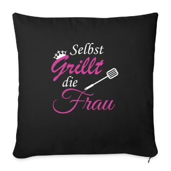 Frauen Grillschürze Grillkönigin Grillmeisterin - Sofakissenbezug 45 x 45 cm - Schwarz - Vorne