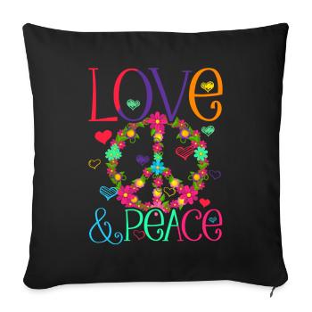 Hippie Love Peace Flower Power Peace Movement - Sofa pillowcase 17,3'' x 17,3'' (45 x 45 cm) - black - Front