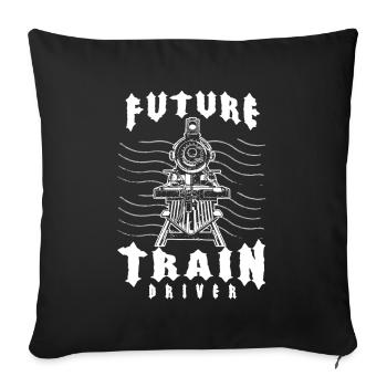 Futur conducteur de train Locomotive Conducteur de train Cadeau - Housse de coussin décorative 45 x 45 cm - noir - Devant