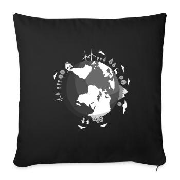 Terre j'aime ma planète - Housse de coussin décorative 45 x 45 cm - noir - Devant