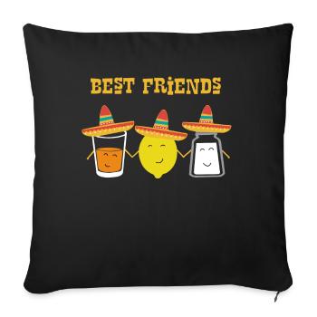 Tequila Best friends, Sombrero Lemon Salt Party - Sofa pillowcase 17,3'' x 17,3'' (45 x 45 cm) - black - Front
