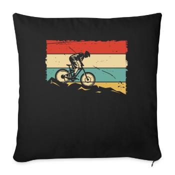 MTB downhill, mountain bike cyclist, outdoor sports - Sofa pillowcase 17,3'' x 17,3'' (45 x 45 cm) - black - Front