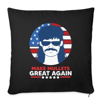 Mullet sayings - Sofa pillowcase 17,3'' x 17,3'' (45 x 45 cm) - black - Front