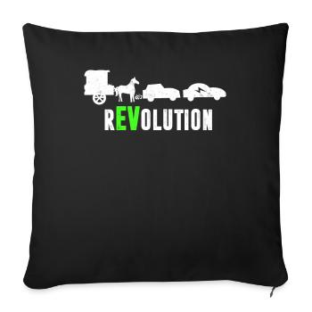 Drôle de voiture électrique rEVolution mobilité électrique - Housse de coussin décorative 45 x 45 cm - noir - Devant