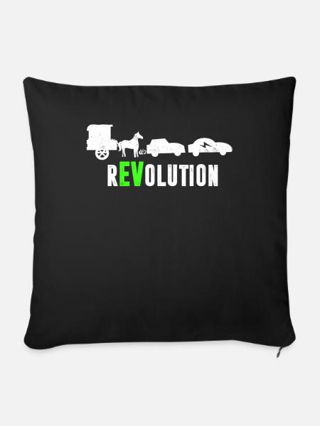 Lustiges Elektroauto rEVolution Elektromobilität - Sofakissenbezug 45 x 45 cm - Schwarz