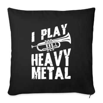 Je joue du vent de joueur de trompette en métal lourd - Housse de coussin décorative 45 x 45 cm - noir - Devant