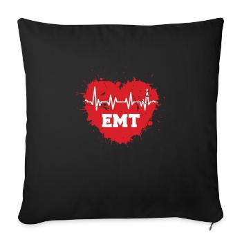 Médecin ambulancier d'urgence EMT Heartbeat EMS - Housse de coussin décorative 45 x 45 cm - noir - Devant