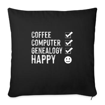Ordinateur généalogique Généalogie Généalogie généalogiste heureux - Housse de coussin décorative 45 x 45 cm - noir - Devant
