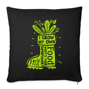 I Grow My Own Food Funny Gardener - Sofa pillowcase 17,3'' x 17,3'' (45 x 45 cm) - black - Front