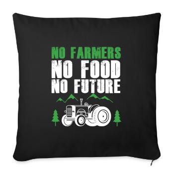 Pas d'agriculteurs, pas de nourriture, pas de futur tracteur agricole - Housse de coussin décorative 45 x 45 cm - noir - Devant