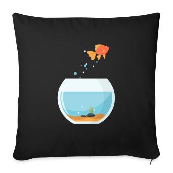 Aquarium aquariophile poisson cadeau marin - Housse de coussin décorative 45 x 45 cm - noir - Devant