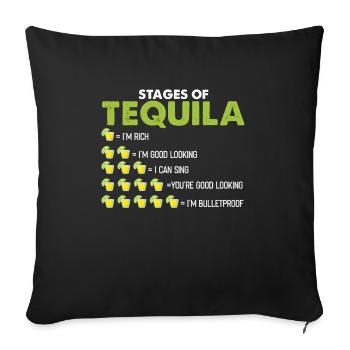 Stages Of Tequila Funny Tequila Drinker Gift - Housse de coussin décorative 45 x 45 cm - noir - Devant