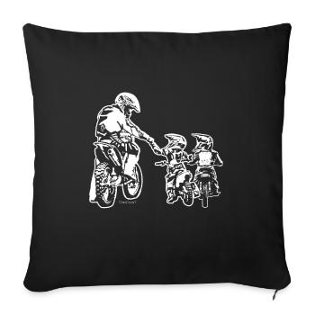 Motorrad FMX Motocross Biker Papa und Kids Dirt - Sofakissenbezug 45 x 45 cm - Schwarz - Vorne