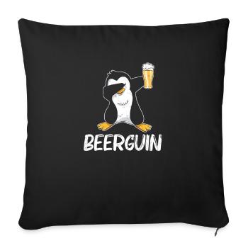Pinguin Bier Biertrinker - Sofakissenbezug 45 x 45 cm - Schwarz - Vorne