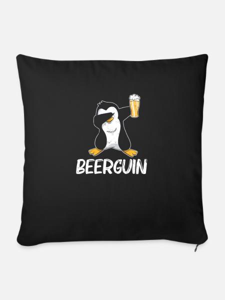 Pinguin Bier Biertrinker - Sofakissenbezug 45 x 45 cm - Schwarz