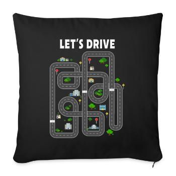 Auto toy car play massage - Sofa pillowcase 17,3'' x 17,3'' (45 x 45 cm) - black - Front