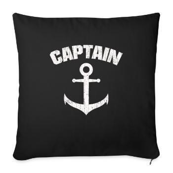CAPTAIN ANCHOR ANCHOR ANCHOR CAPTAIN SAILOR BOAT PRESENT - Sofa pillowcase 17,3'' x 17,3'' (45 x 45 cm) - black - Front