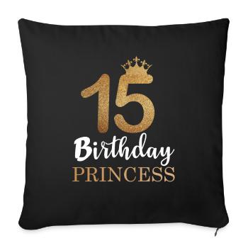 Tochter Geschenk 15. Geburtstag 15 Jahre Mädchen - Sofakissenbezug 45 x 45 cm - Schwarz - Vorne