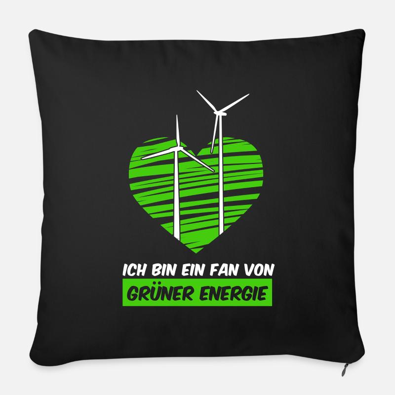 Windpark Windrad Herz Windenergie - Sofakissenbezug 45 x 45 cm - Schwarz