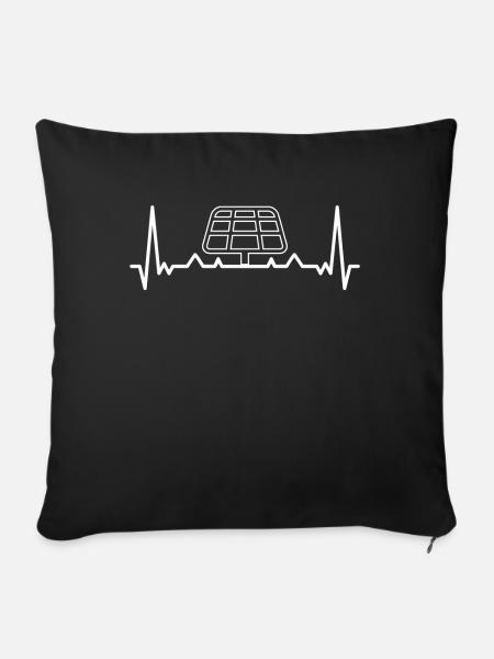 Herzschlag Solarpanel Solarenergie - Sofakissenbezug 45 x 45 cm - Schwarz