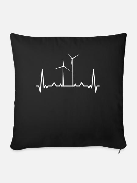 Herzschlag Windrad Windpark - Sofakissenbezug 45 x 45 cm - Schwarz