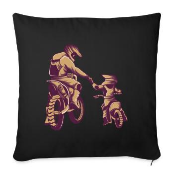 Motocross dirt bike dad and son motorcycle - Sofa pillowcase 17,3'' x 17,3'' (45 x 45 cm) - black - Front