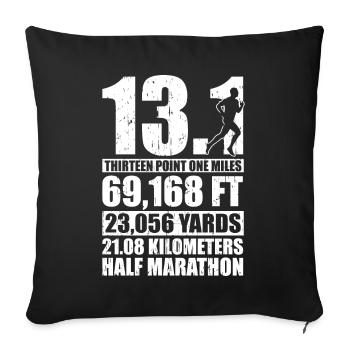Half marathon 13.1 miles - Sofa pillowcase 17,3'' x 17,3'' (45 x 45 cm) - black - Front