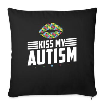 Kiss My Autism Awareness Autism Superhero - Sofa pillowcase 17,3'' x 17,3'' (45 x 45 cm) - black - Front
