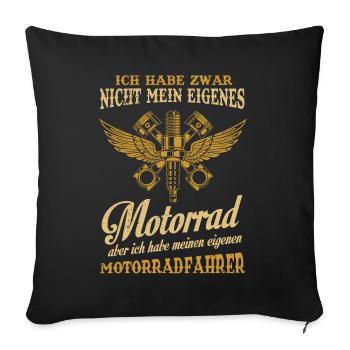 Motorradfahrerin Geschenk,Bikerin Eigenes Motorrad - Sofakissenbezug 45 x 45 cm - Schwarz - Vorne