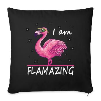 Flamant drôle, je flambe - Housse de coussin décorative 45 x 45 cm - noir - Devant