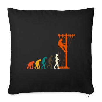 Overhead line fitter electrician Evolution - Sofa pillowcase 17,3'' x 17,3'' (45 x 45 cm) - black - Front