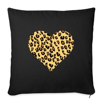 Léopard léopard éventail coeur motif léopard - Housse de coussin décorative 45 x 45 cm - noir - Devant
