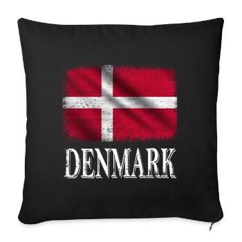 Danemark, drapeau du Danemark - Housse de coussin décorative 45 x 45 cm - noir - Devant