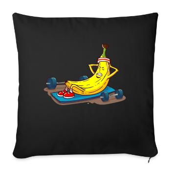 Fitness Banana at Workout Funny Caricature - Sofa pillowcase 17,3'' x 17,3'' (45 x 45 cm) - black - Front